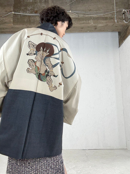 VINTAGE KAWAII HAORI oversized "oshima, rare fu-jin, art Liningm, curated selection"