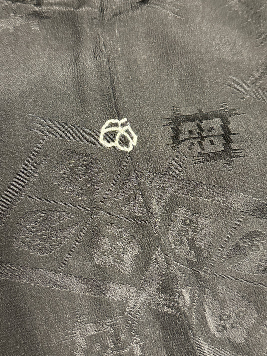 VINTAGE BLACK HAORI "ground pattern KAMON” chuukagetsuta