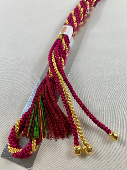 KIMONO OBI Belt Tie Vintage Silk Kimono Cord OBIJIME”darkpink,gold”