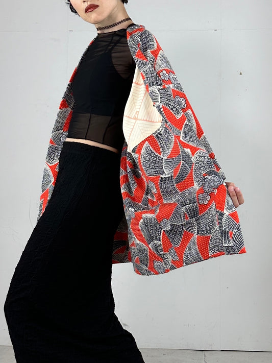 VINTAGE SHIBORI HAORI ougi