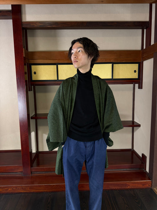 VINTAGE KAWAII HAORI oversized "Hige Tsumugi, green"