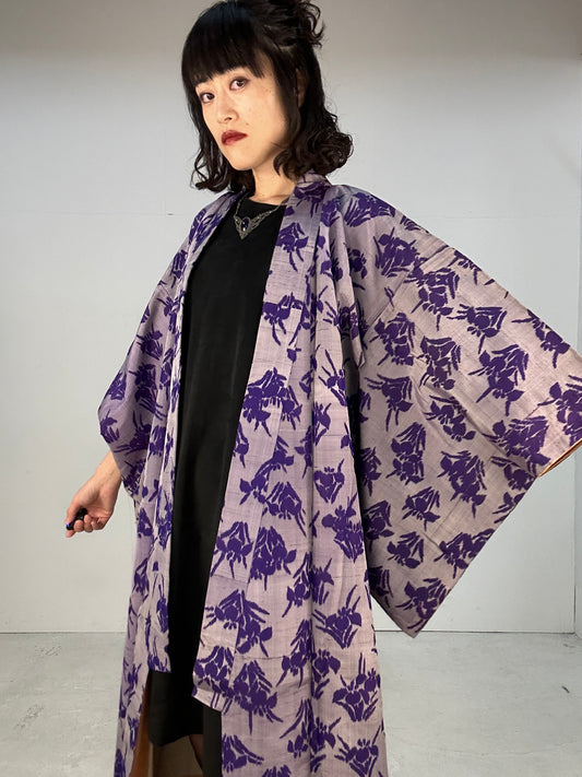 Antique Small size KIMONO "meisen murasaki"