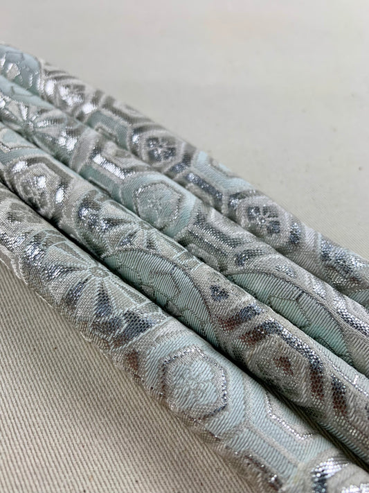 KIMONO OBI Belt Tie Vintage Silk Kimono Cord OBIJIME”maru, silver,lightblue”