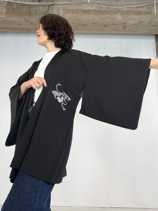 VINTAGE BLACK HAORI "BLK204" *damage
