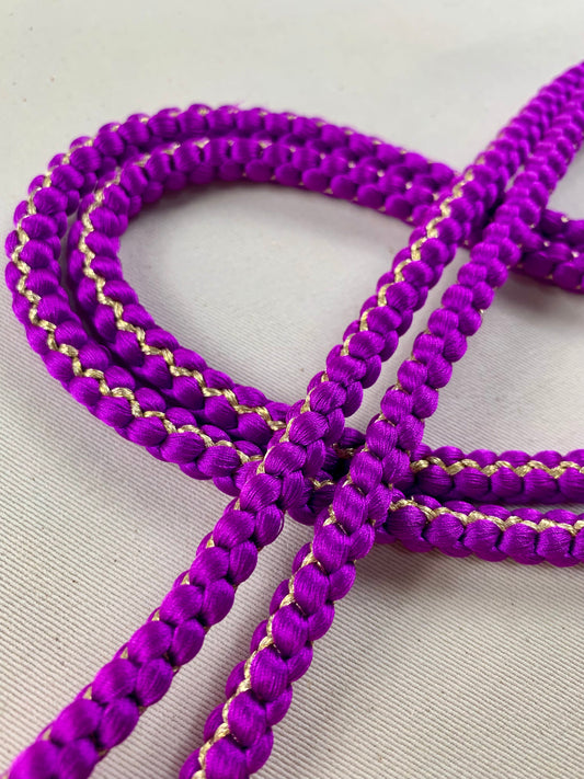 KIMONO OBI Belt Tie Vintage Silk Kimono Cord OBIJIME”purple,gold,maru"