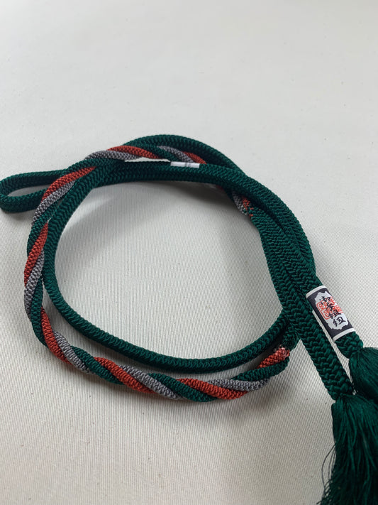 KIMONO OBI Belt Tie Vintage Silk Kimono Cord OBIJIME ”deep green”