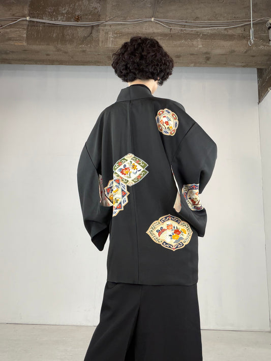 VINTAGE BLACK HAORI "BLK156" *damage