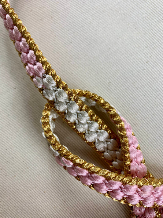 KIMONO OBI Belt Tie Vintage Silk Kimono Cord OBIJIME"pink,gold”