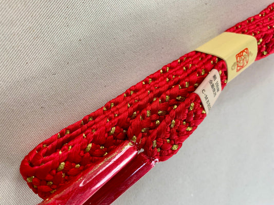 KIMONO OBI Belt Tie Vintage Silk Kimono Cord OBIJIME "red,gold,hiraori”