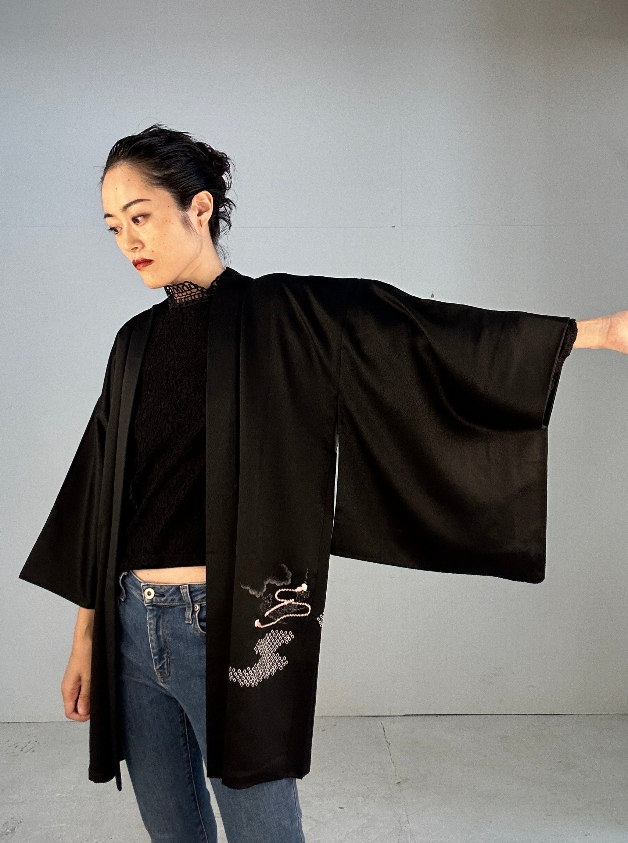 BLACK HAORI "music Kodutsumi” – MACHIKO KIMONO Japanese Kimonos ...