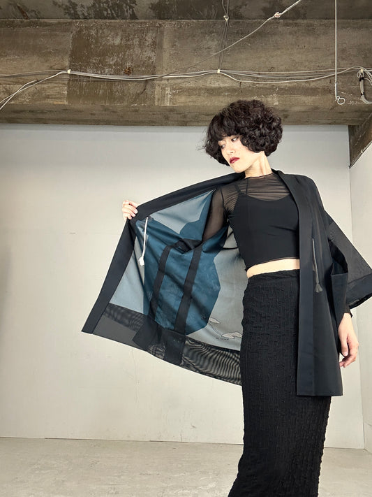 VINTAGE BLACK HAORI SHEER “ao edamatsu"