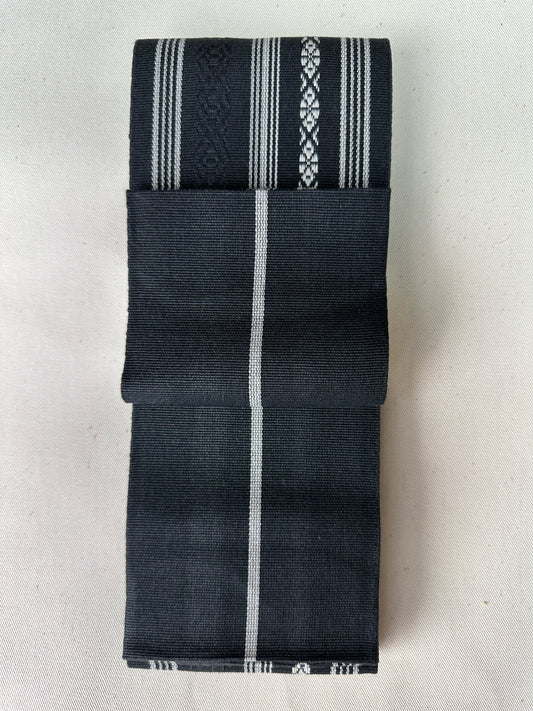 KIMONO KAKU-OBI KENJYOUGARA BLACK Vintage stock never worn