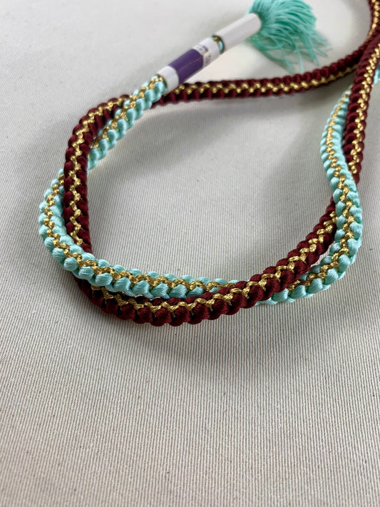 KIMONO OBI Belt Tie Vintage Silk Kimono Cord OBIJIME”brown,lightblue”