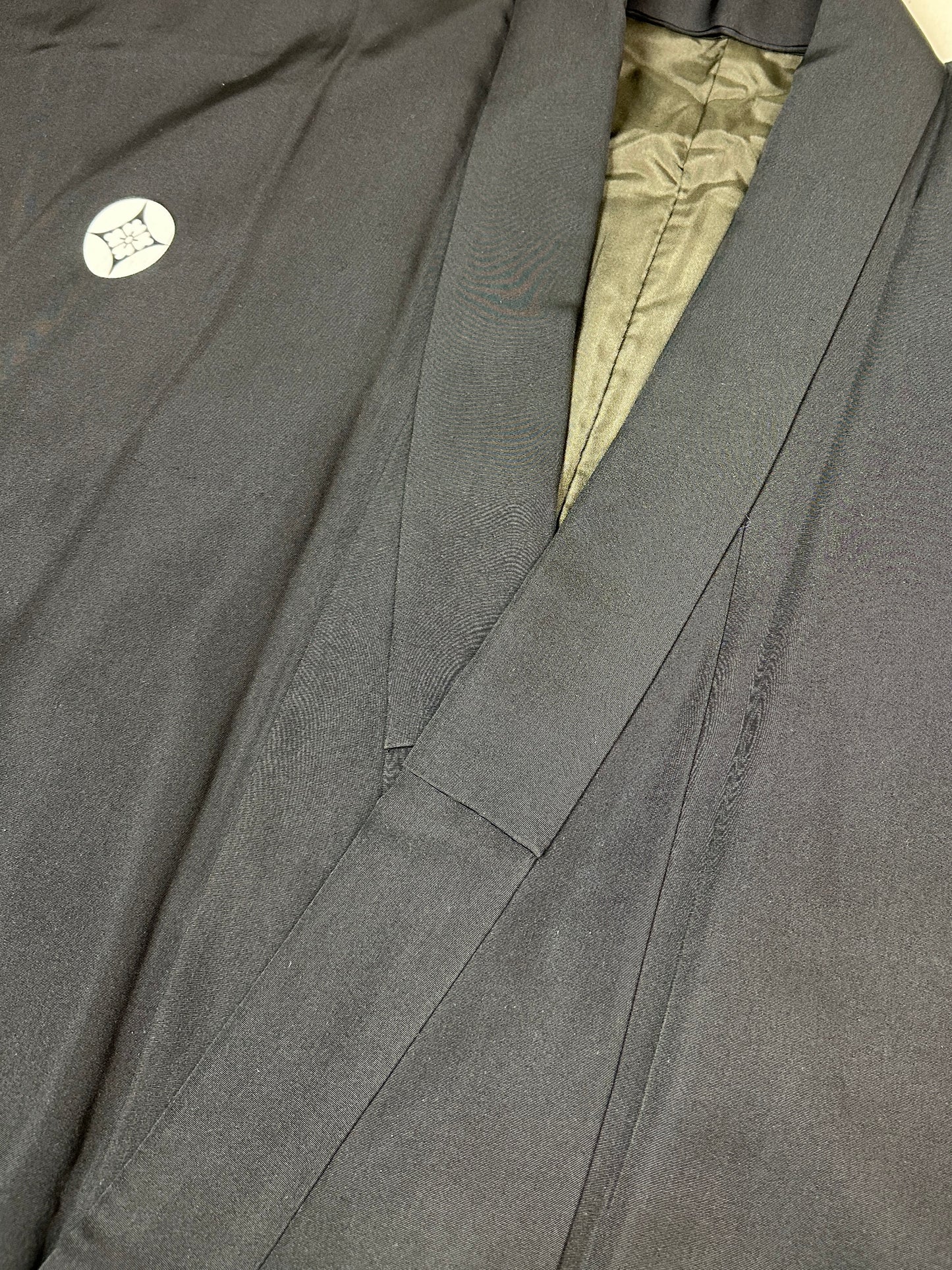 Kimono dress gown and string belt upcycled from Japanese kimono "KUROMONTSUKI KIMONO"