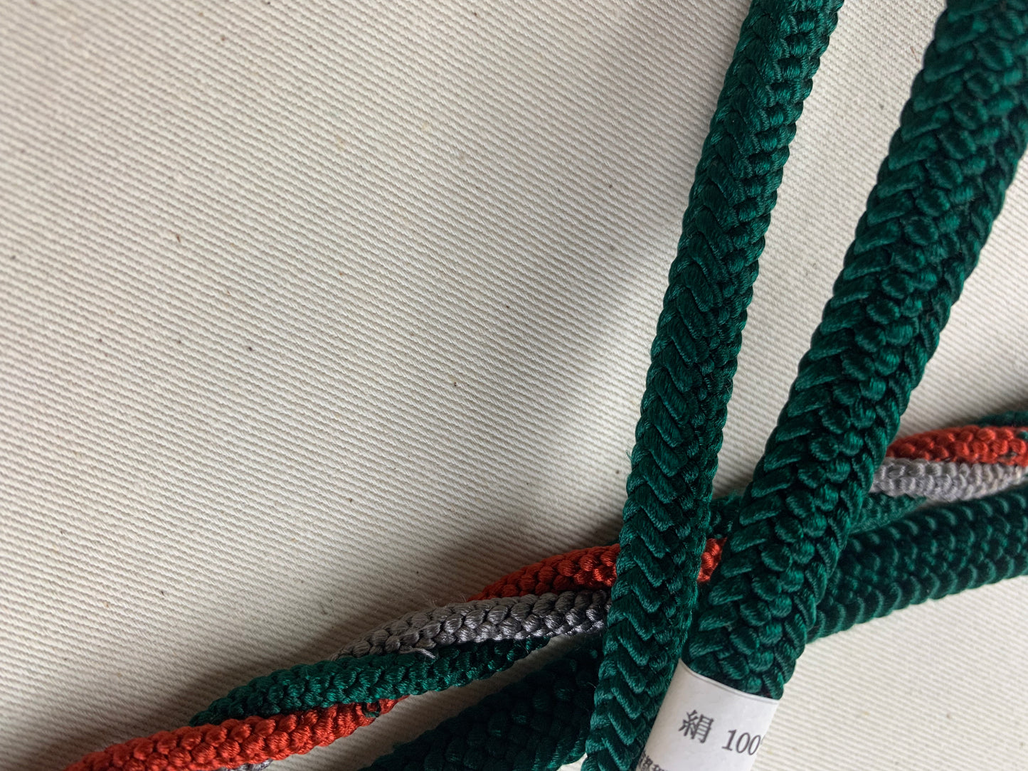 KIMONO OBI Belt Tie Vintage Silk Kimono Cord OBIJIME ”deep green”