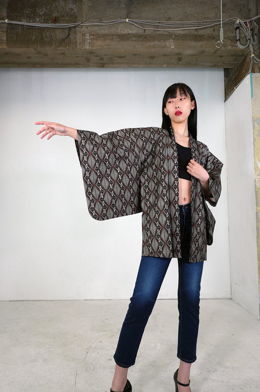VINTAGE KAWAII HAORI "tsumugi, murayama oshima, KAW107" shoushi *damage