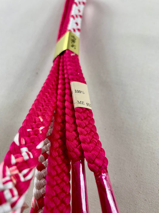 KIMONO OBI Belt Tie Vintage Silk Kimono Cord OBIJIME "pink,white”