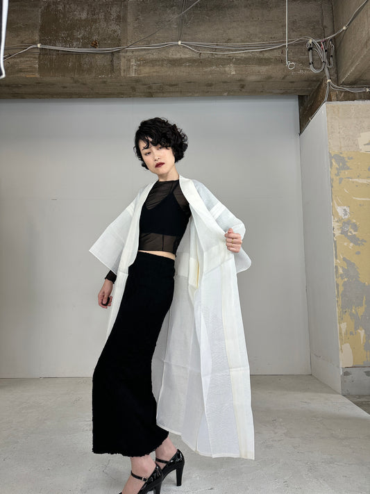 VINTAGE SHEER KIMONO "nagajyuban shiro"