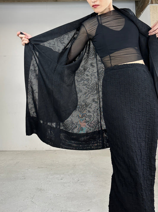 VINTAGE BLACK HAORI SHEER “ryusui”