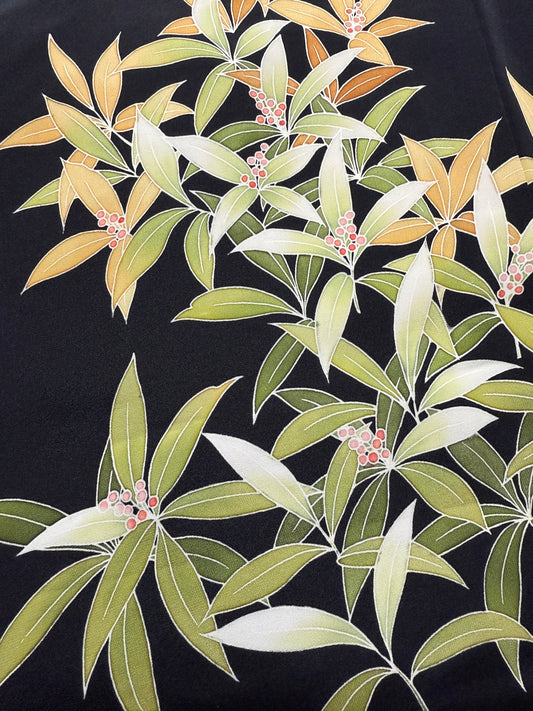 VINTAGE BLACK HAORI "painted, senryo" *damage