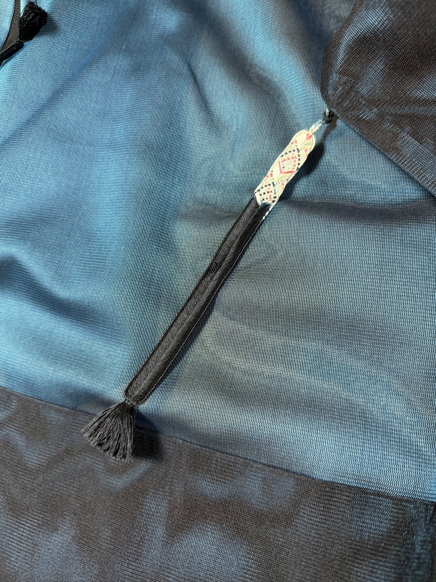 VINTAGE BLACK HAORI SHEER “blue"