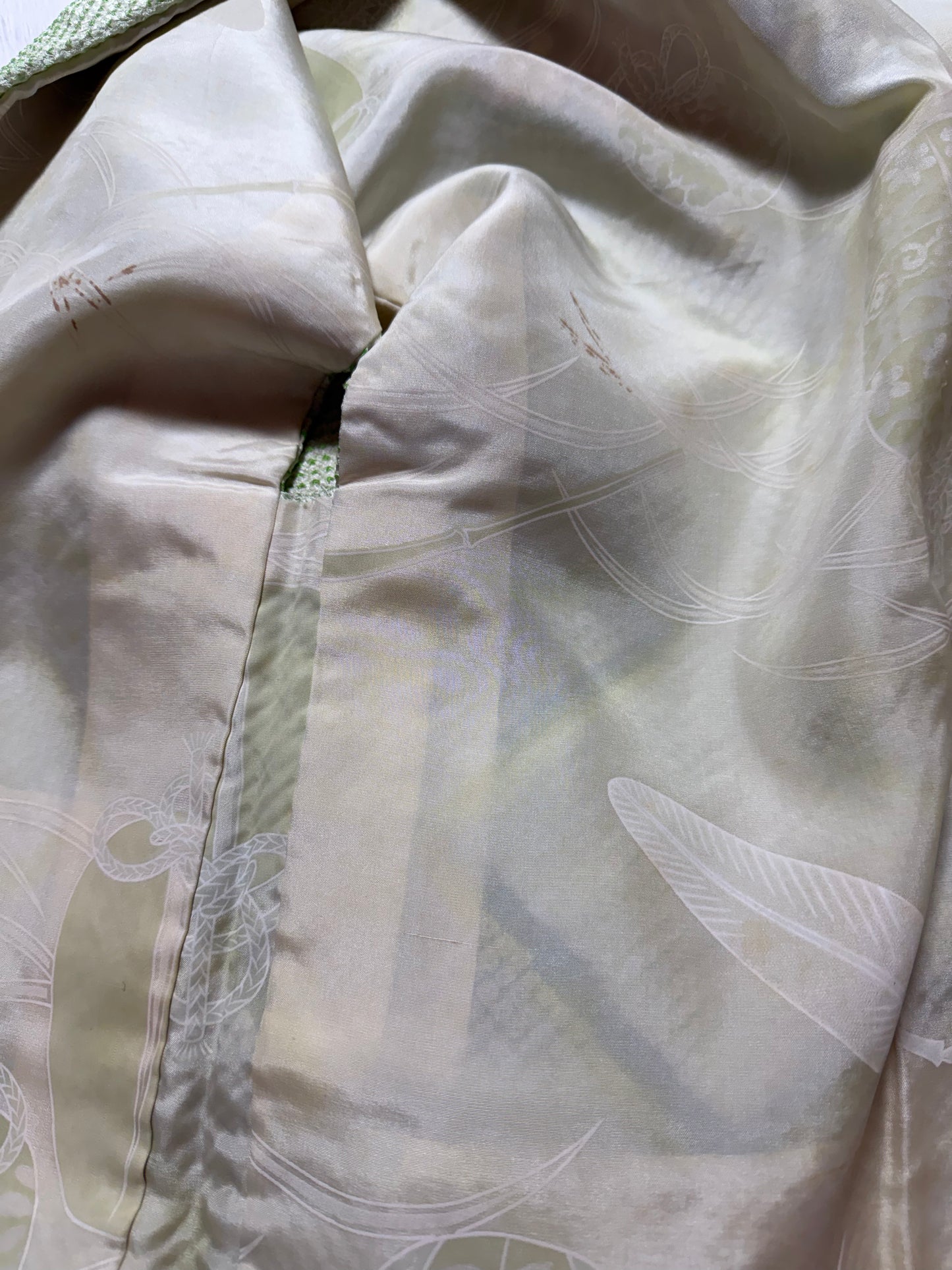 VINTAGE SHIBORI HAORI "green-butterfly, SIB195" *damage