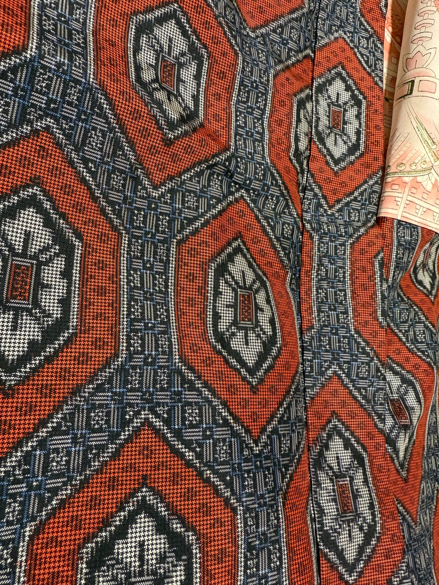 VINTAGE KAWAII HAORI "tsumugi, aka, oshima"