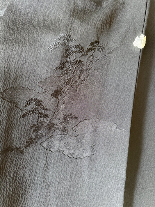 VINTAGE BLACK HAORI "ground pattern, matsu"