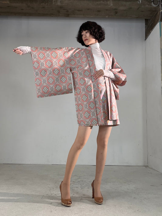 Vintage Tsumugi Haori & Kimono Skirt Set "AIC003" — Upcycled from Japanese Kimono