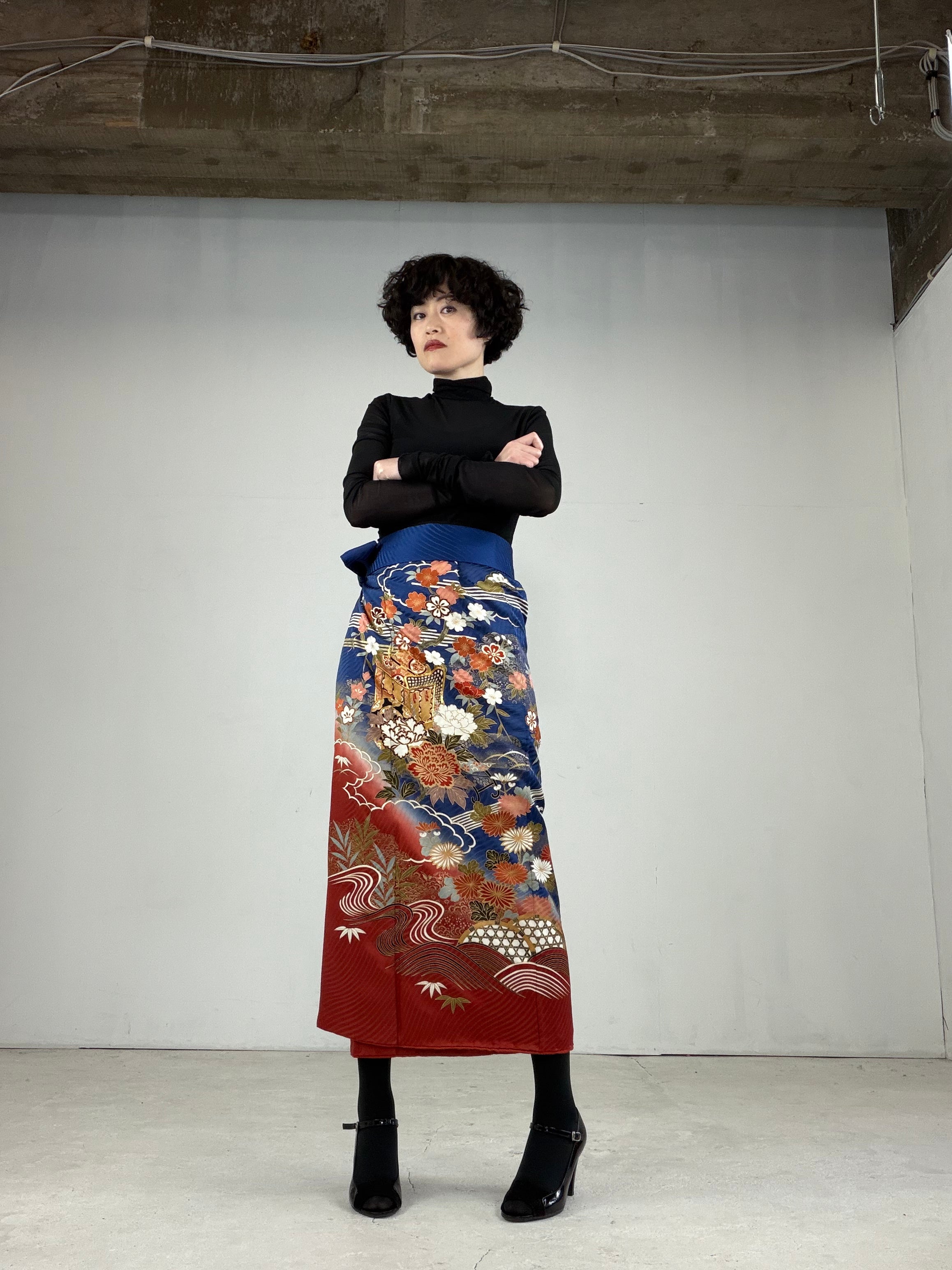 IROTOME SKIRT UPCYCLED FROM JAPANESE KIMONO 