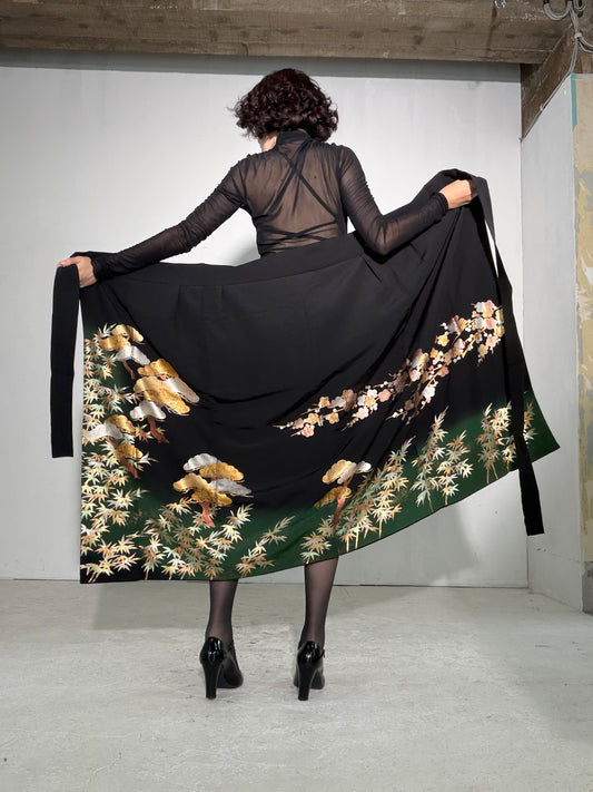 EDO-ZUMA SKIRT UPCYCLED FROM JAPANESE KIMONO "EDO056"