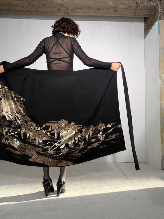 EDO-ZUMA SKIRT UPCYCLED FROM JAPANESE KIMONO "EDO055"