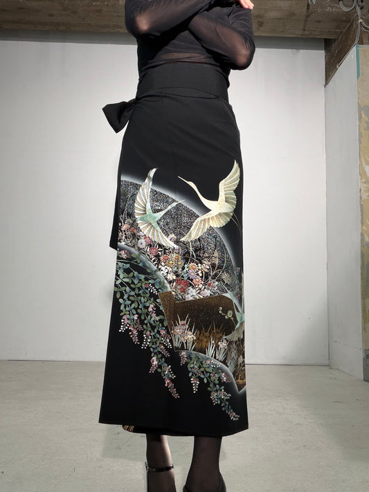 EDO-ZUMA SKIRT UPCYCLED FROM JAPANESE KIMONO "EDO063"