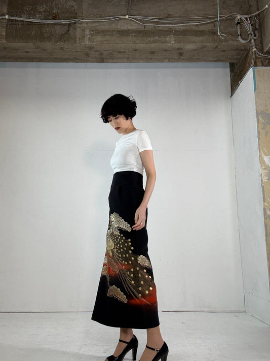EDO-ZUMA SKIRT UPCYCLED FROM JAPANESE KIMONO "001"