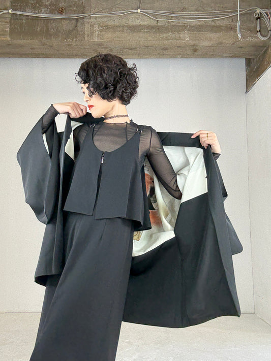 VINTAGE KUROMONTSUKI HAORI "Noh"