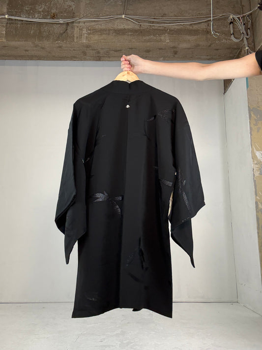 VINTAGE BLACK HAORI "glitter, sasa"