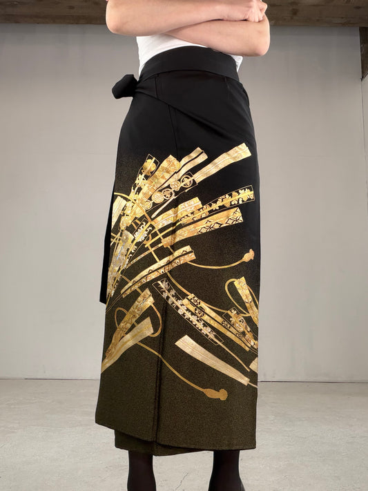 EDO-ZUMA SKIRT UPCYCLED FROM JAPANESE KIMONO "EDO029"