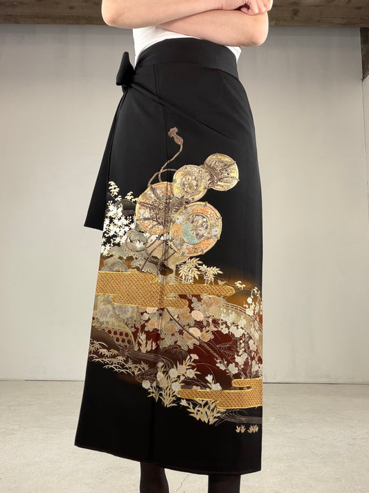 EDO-ZUMA SKIRT UPCYCLED FROM JAPANESE KIMONO "EDO031"