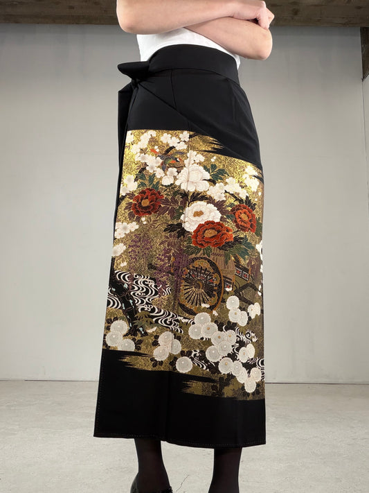 EDO-ZUMA SKIRT UPCYCLED FROM JAPANESE KIMONO "EDO030"