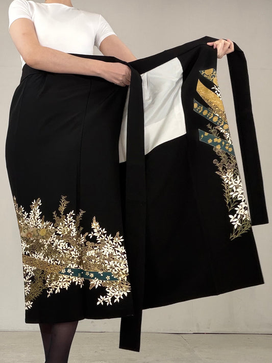 EDO-ZUMA SKIRT UPCYCLED FROM JAPANESE KIMONO "EDO034"