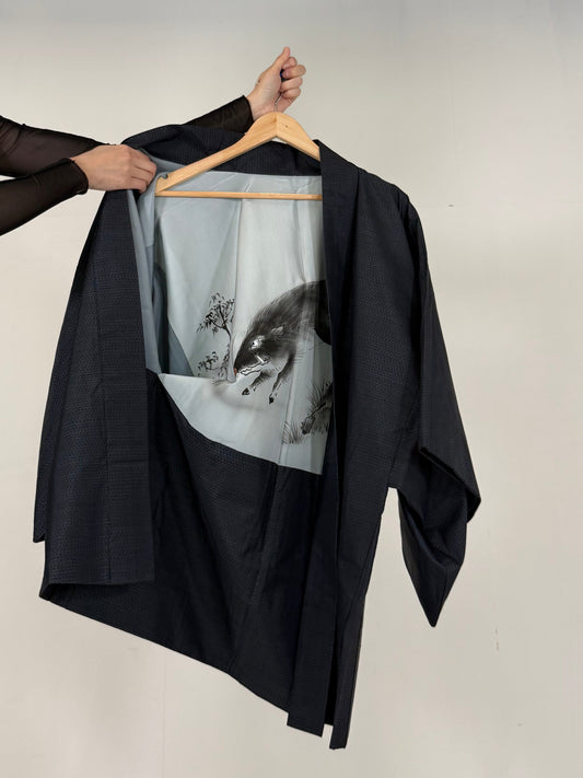 VINTAGE KAWAII HAORI oversized " Oshima Tsumugi Haori, inoshishi"