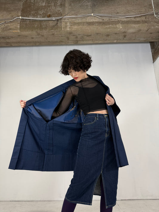 VINTAGE KAWAII HAORI oversized "Tsumugi, SHISHI, blue"