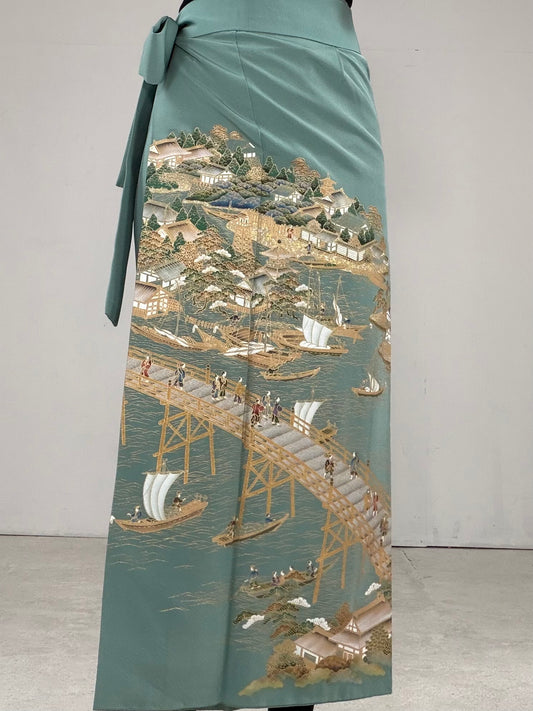 IROTOME SKIRT UPCYCLED FROM JAPANESE KIMONO "IRO129"