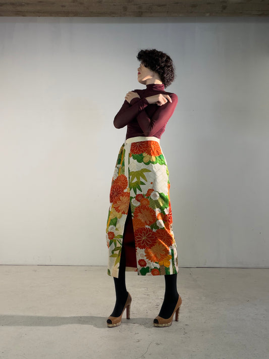 Kimono Skirt "SAI001" — Upcycled from Japanese Kimono Furisode
