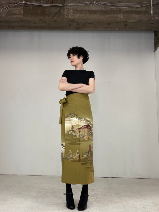 IROTOME SKIRT UPCYCLED FROM JAPANESE KIMONO "IRO122"
