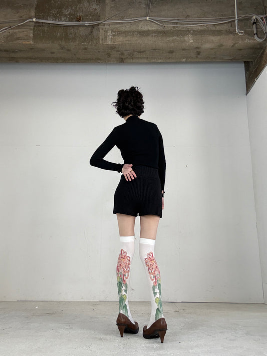 Without Box- UKIYO-E Over-the-knee socks / WHITE