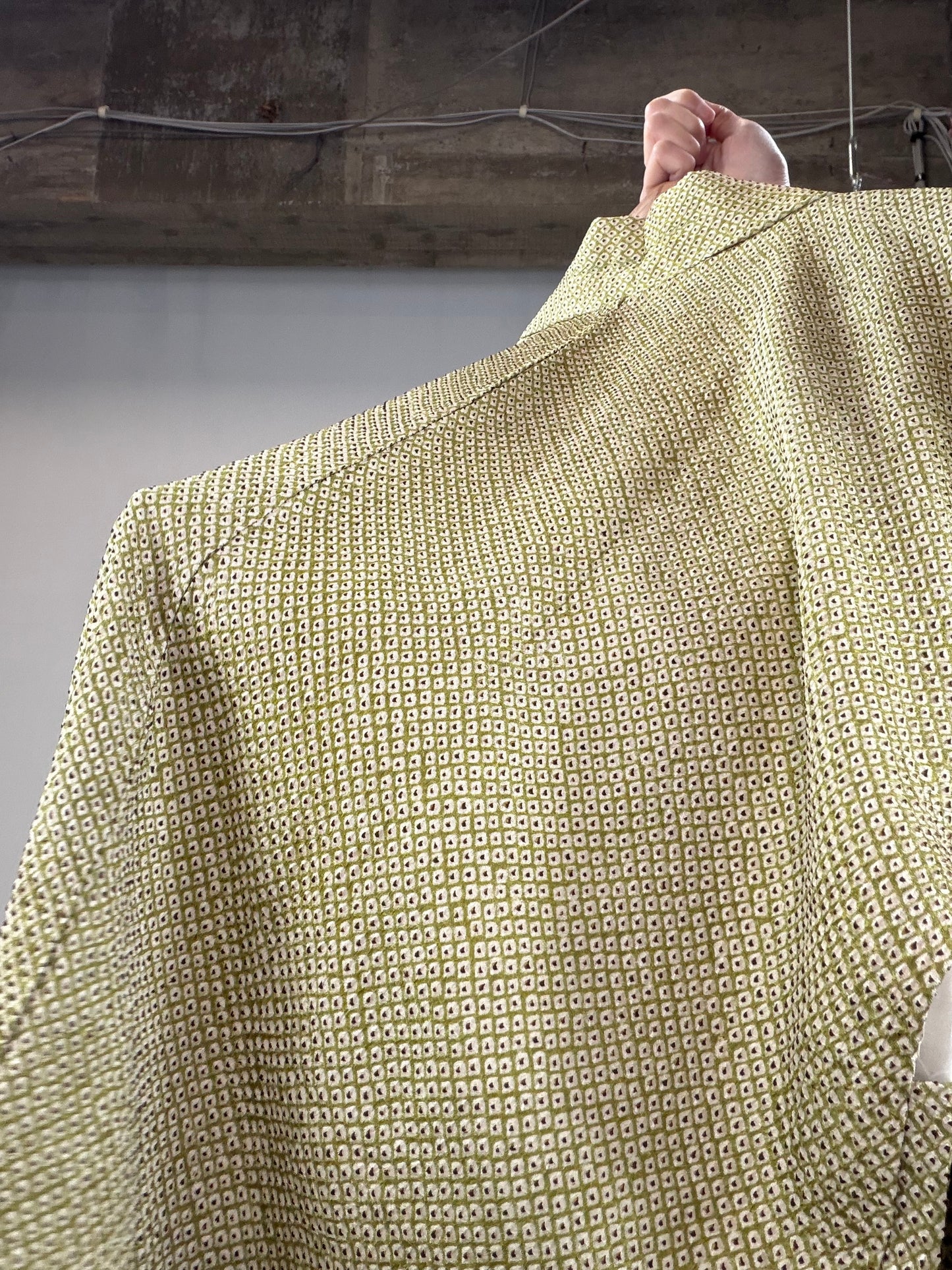 VINTAGE SHIBORI HAORI "yellow green"