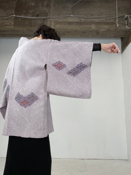 VINTAGE SHIBORI HAORI "usu-murasaki-hana"