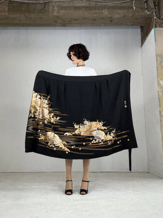 EDO-ZUMA SKIRT UPCYCLED FROM JAPANESE KIMONO "003"