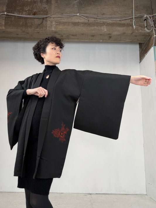 VINTAGE BLACK HAORI BLk114"